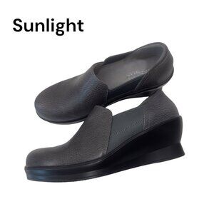 Alegria FRA -883  Women's Slip-On Leather Wedge Shoes Size 8 Spotted Gray/Black